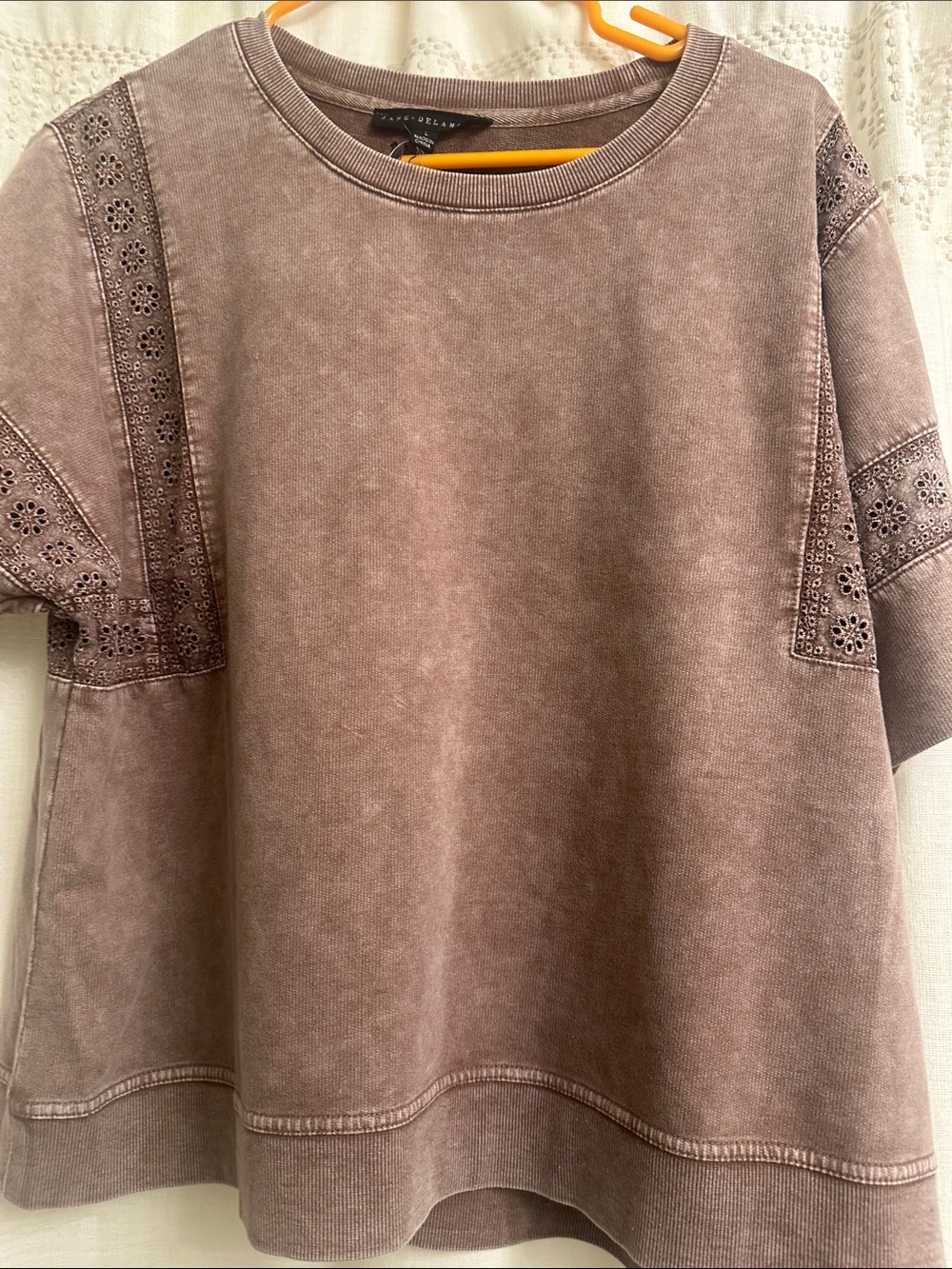 Jane and Delancey Washed Mauve Short-Sleeve Crewneck Sweatshirt